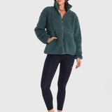Polar Para Mujer Full Zip Sherpa Verde Bsoul