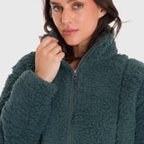 Polar Para Mujer Full Zip Sherpa Verde Bsoul