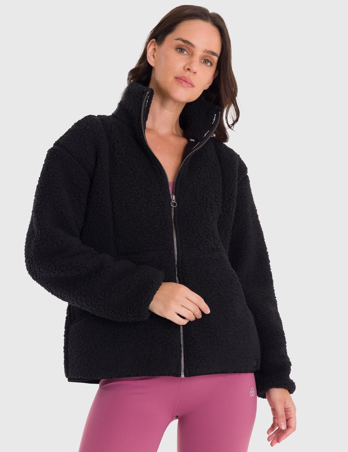 Polar Para Mujer Full Zip Sherpa Negro Bsoul