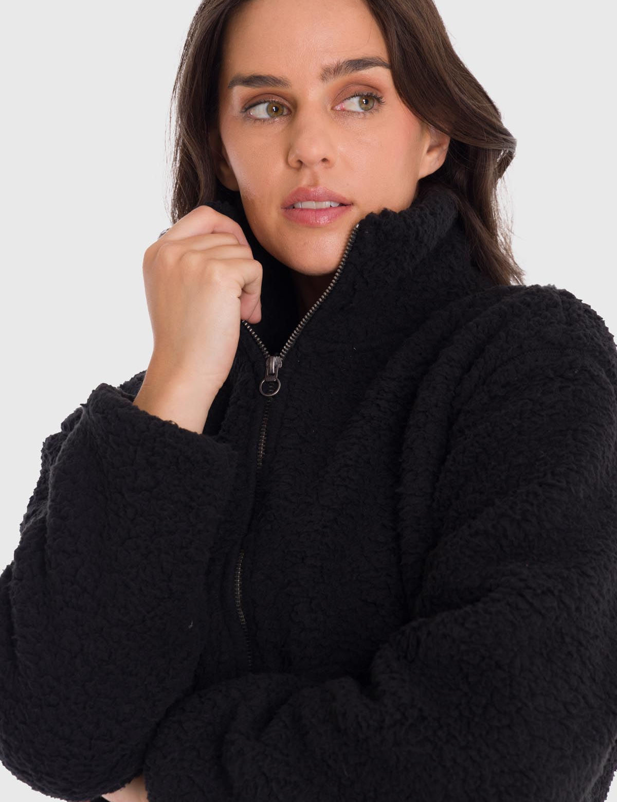 Polar Para Mujer Full Zip Sherpa Negro Bsoul