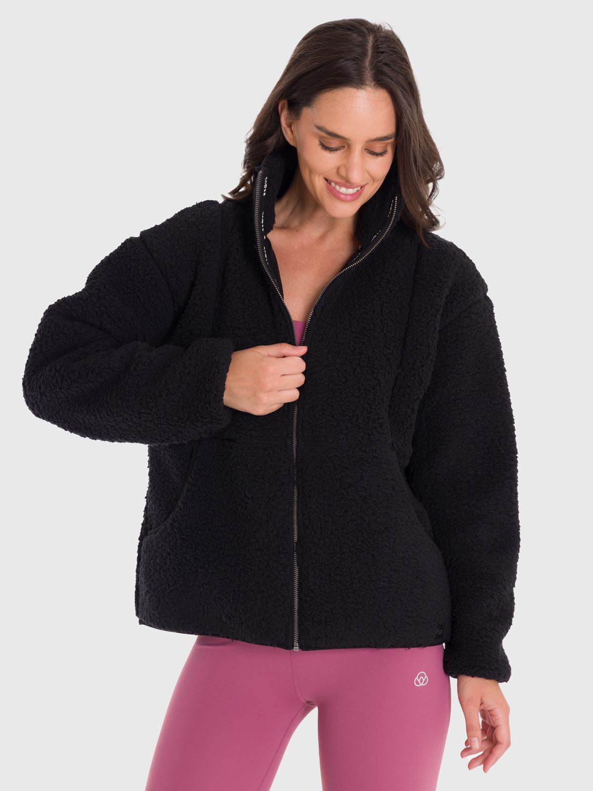 Polar Para Mujer Full Zip Sherpa Negro Bsoul