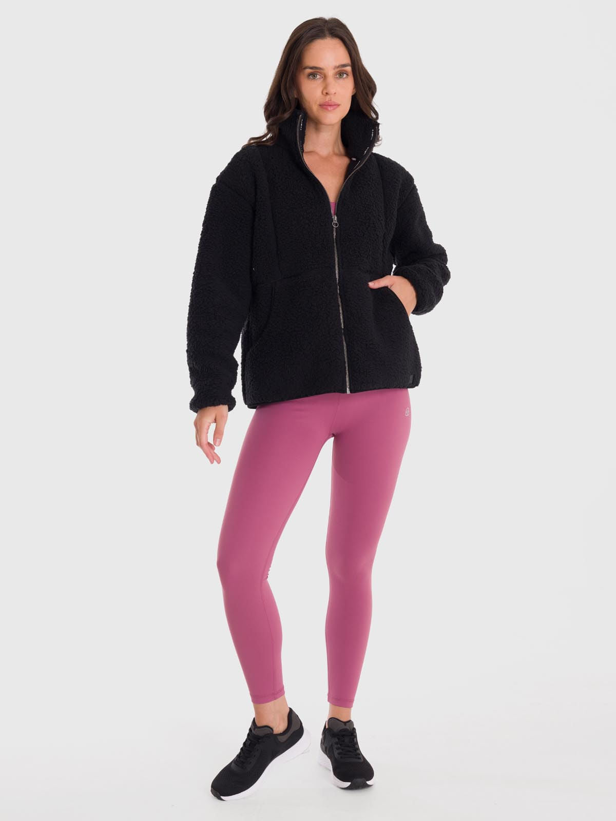 Polar Para Mujer Full Zip Sherpa Negro Bsoul
