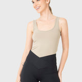 Polo Sin Mangas Para Mujer Tank Seamless Beige Bsoul