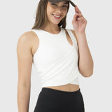 Polo Sin Mangas Para Mujer Crop Domi Blanco Bsoul