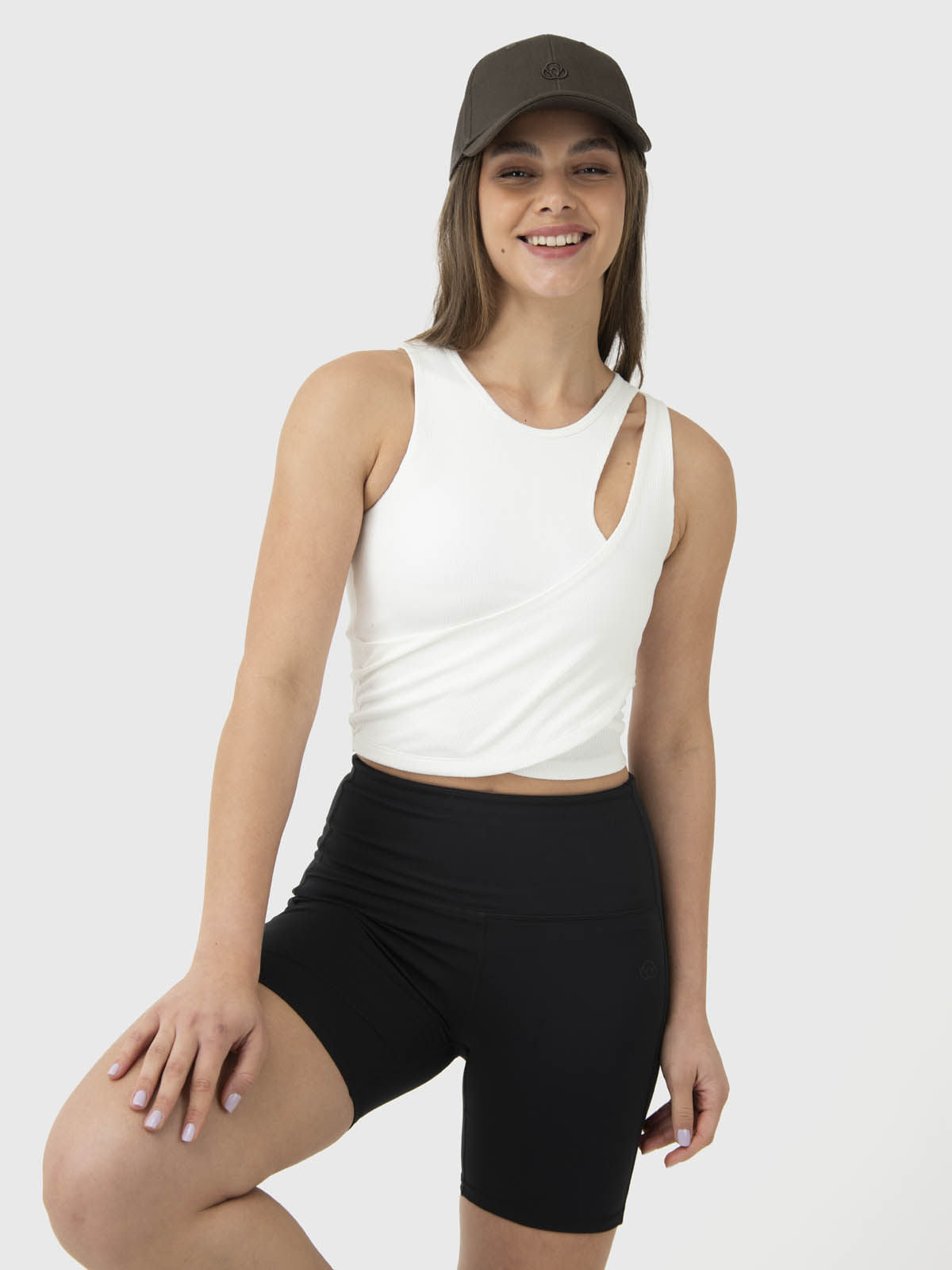 Polo Sin Mangas Para Mujer Crop Domi Blanco Bsoul
