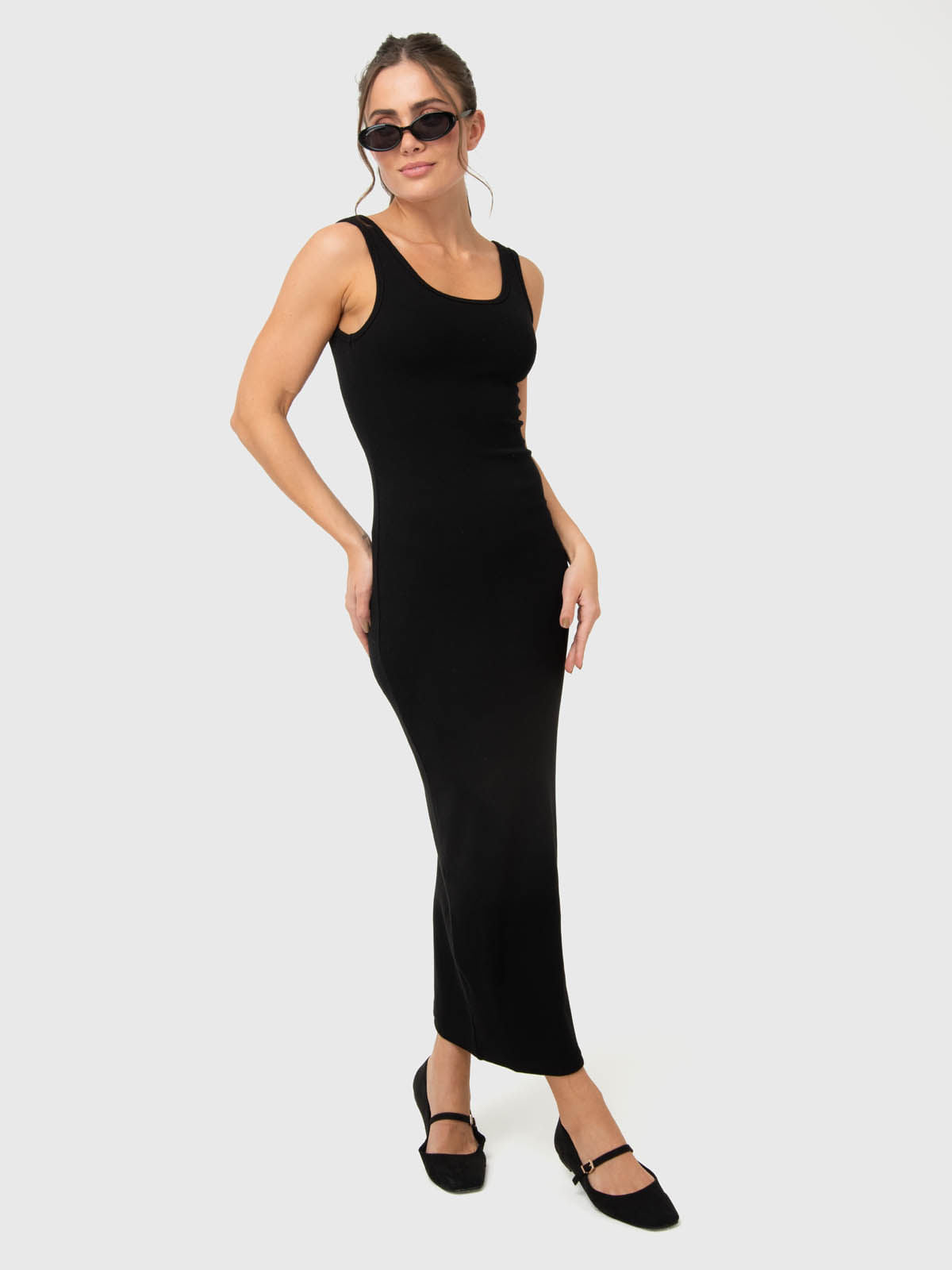 Vestido Para Mujer Long Cotton Negro Bsoul