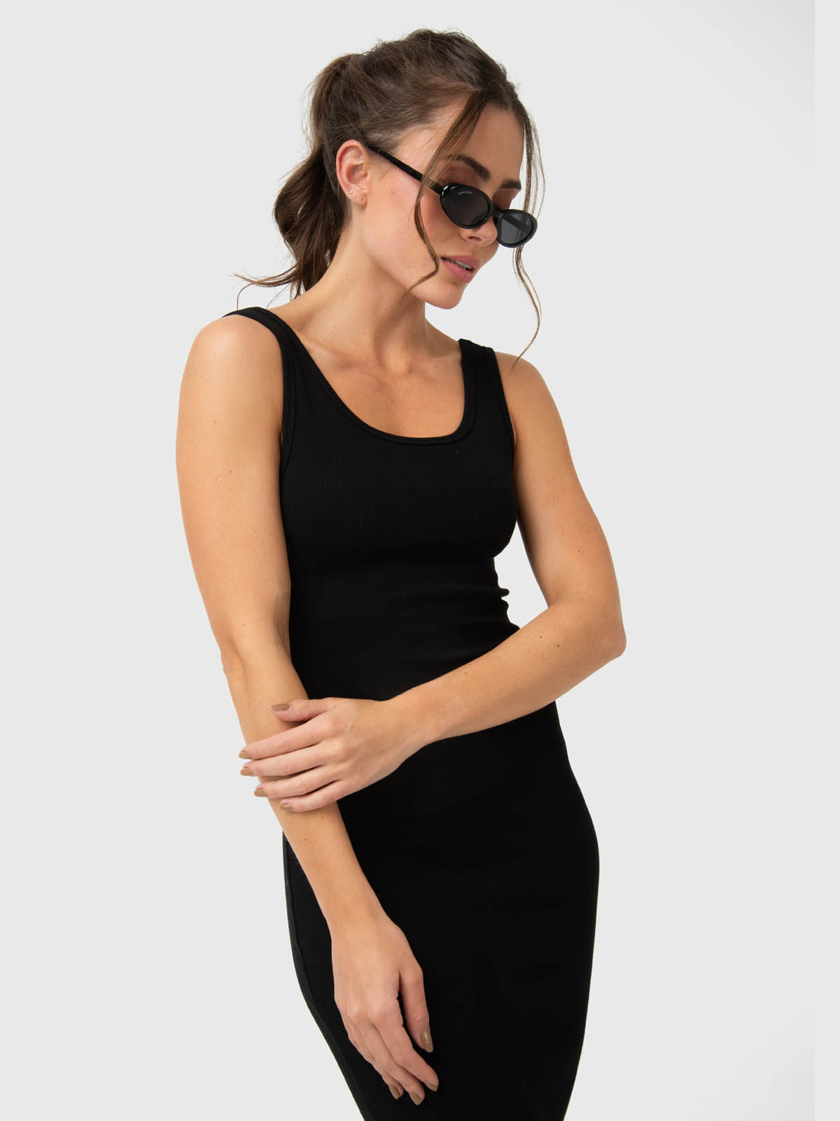 Vestido Para Mujer Long Cotton Negro Bsoul