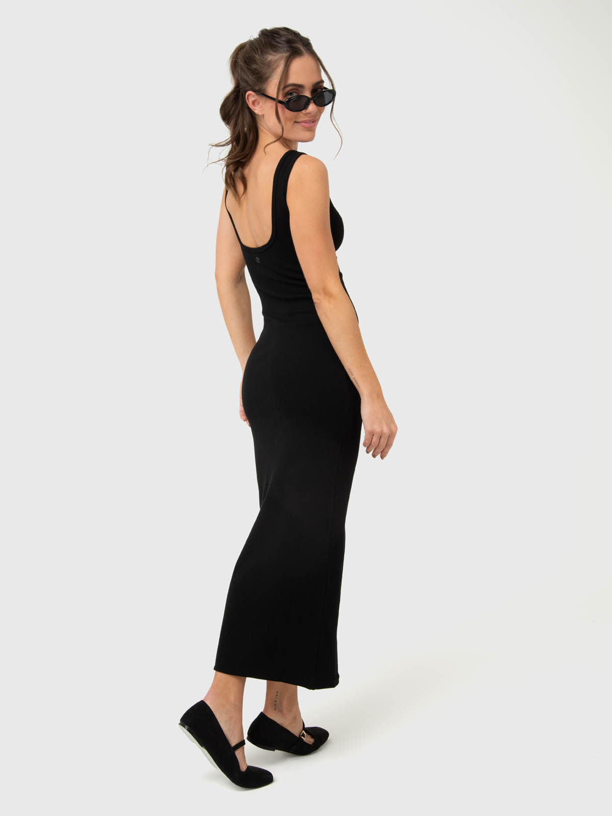Vestido Para Mujer Long Cotton Negro Bsoul