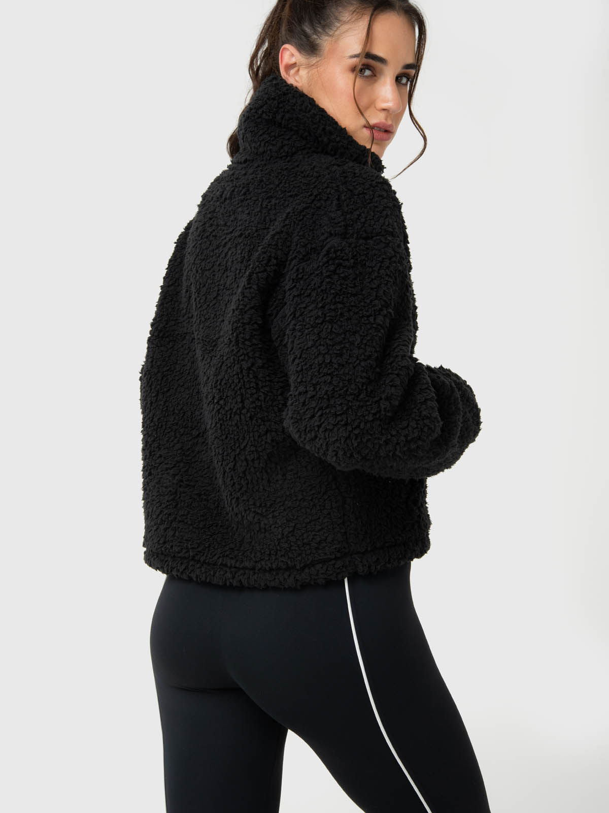 Polar Para Mujer Mid Zip Sherpa Negro Bsoul