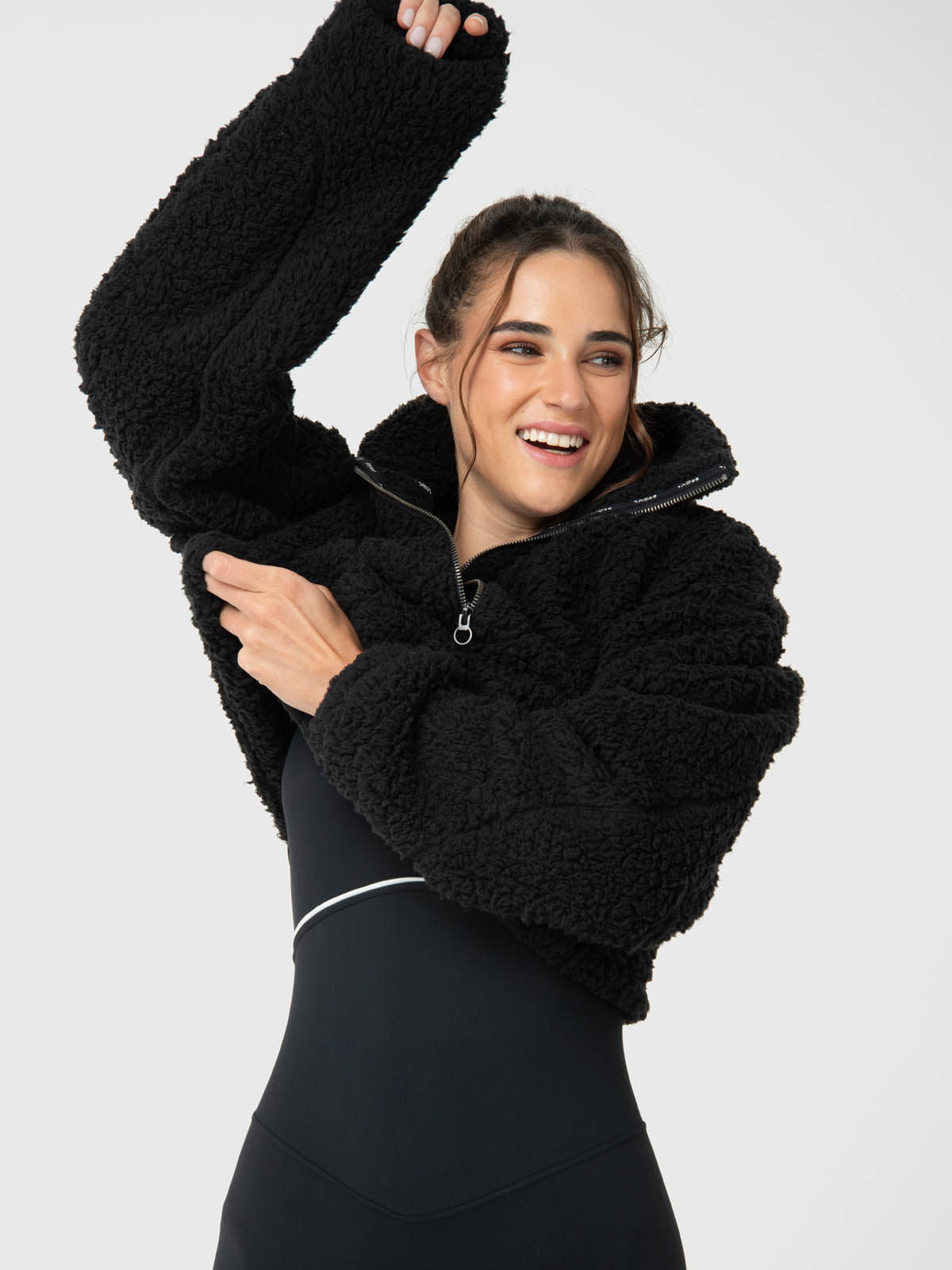 Polar Para Mujer Mid Zip Sherpa Negro Bsoul