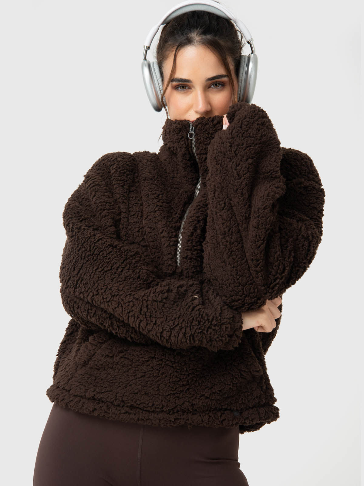 Polar Para Mujer Mid Zip Sherpa Marrón Bsoul