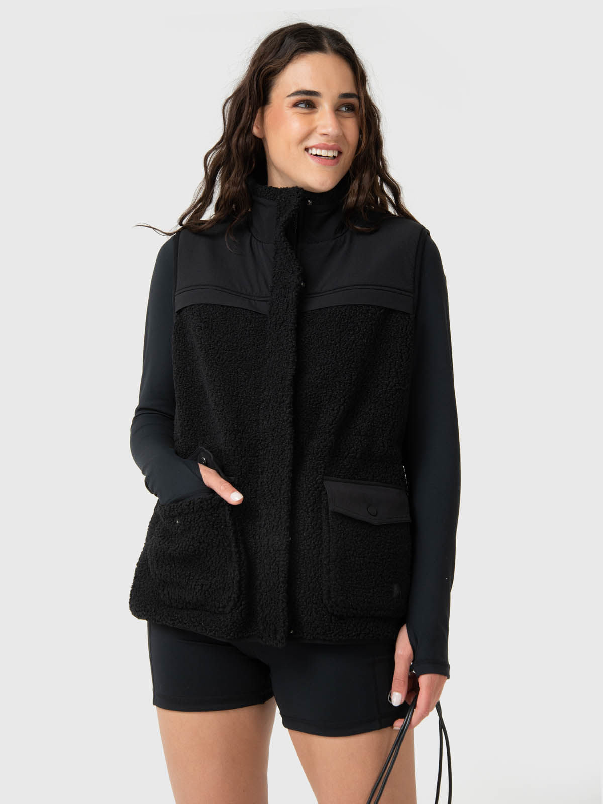 Chaleco Para Mujer Sherpa Negro Bsoul