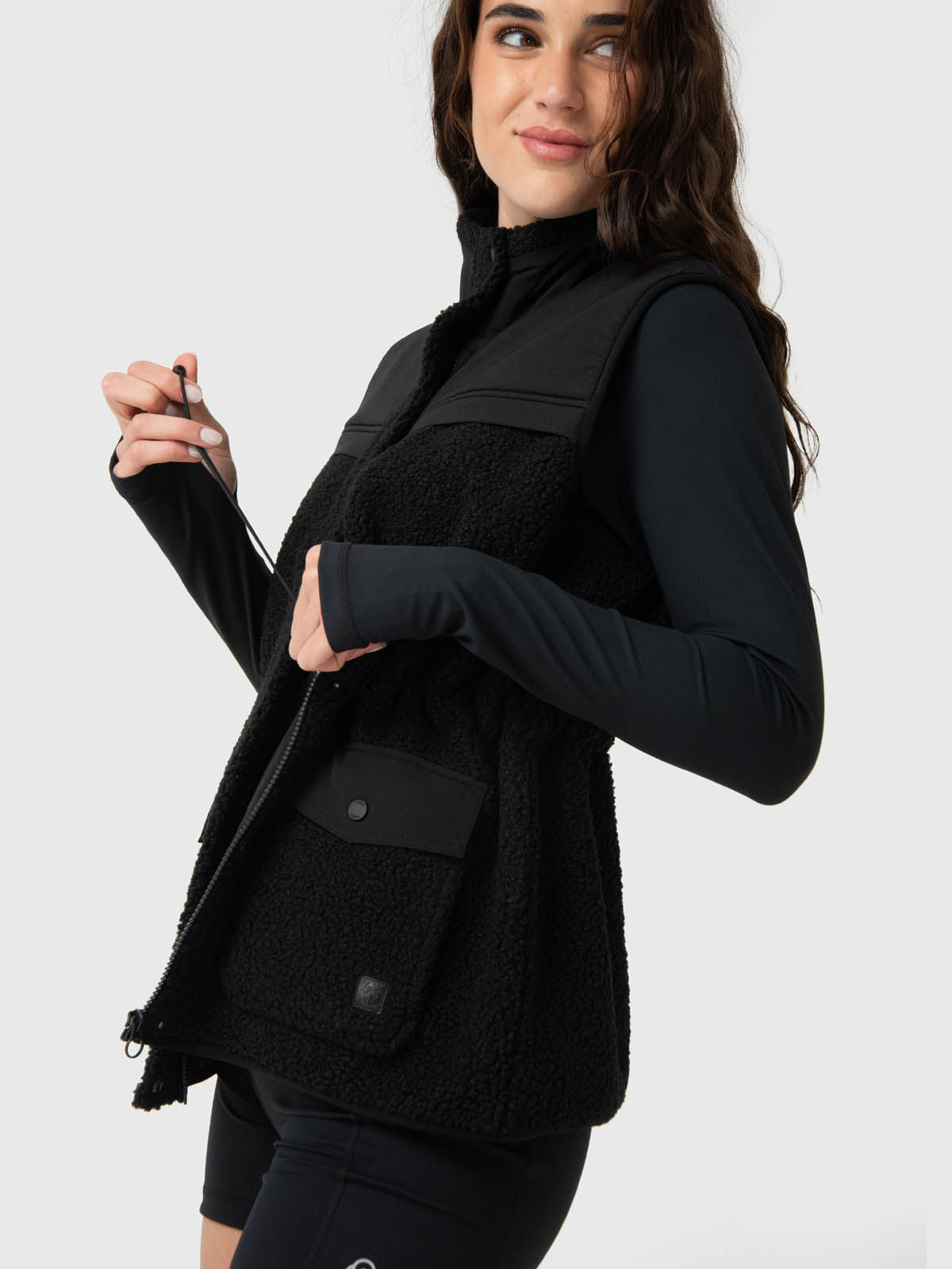 Chaleco Para Mujer Sherpa Negro Bsoul