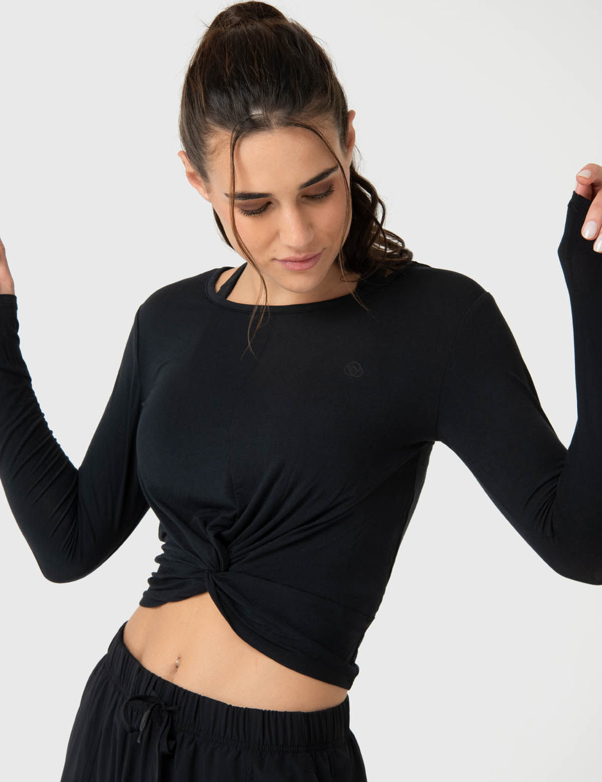 Polo Manga Larga Para Mujer Modal Aloe Negro Bsoul