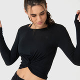 Polo Manga Larga Para Mujer Modal Aloe Negro Bsoul
