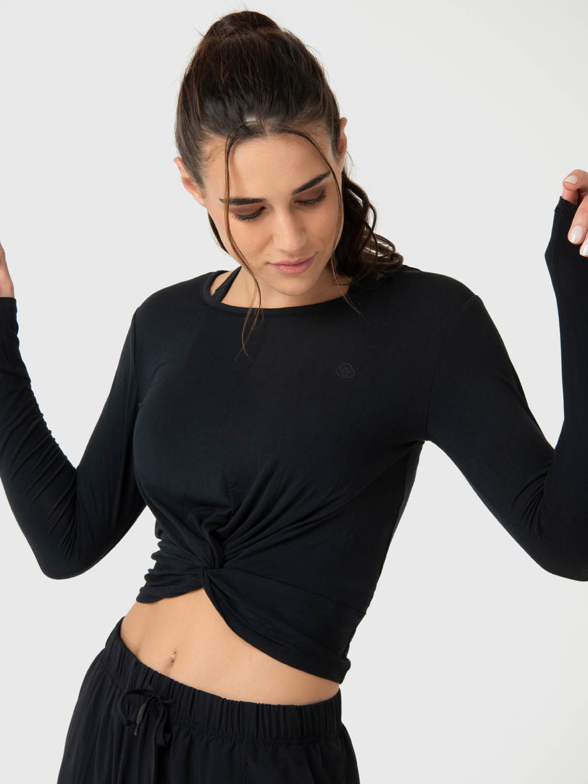 Polo Manga Larga Para Mujer Modal Aloe Negro Bsoul