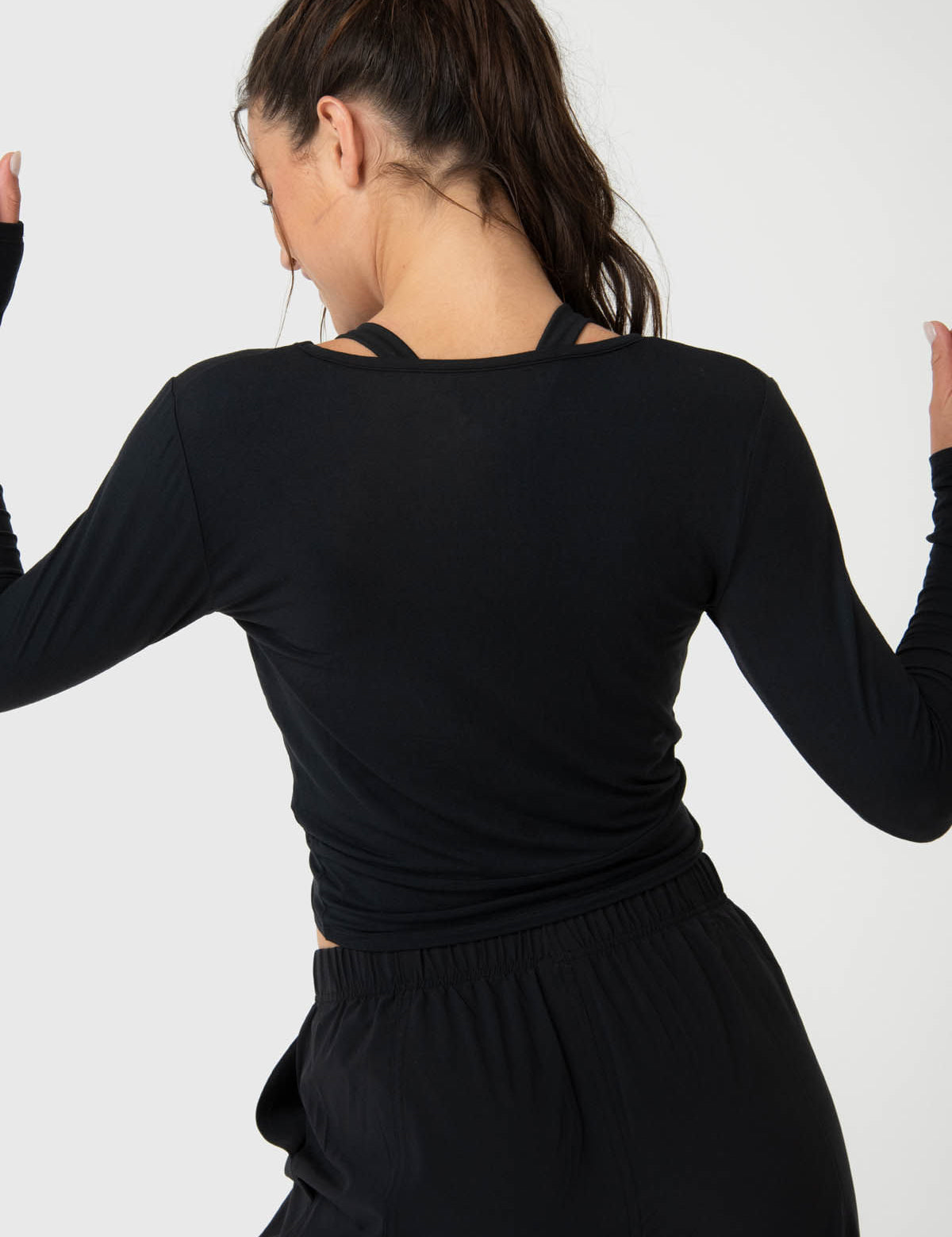 Polo Manga Larga Para Mujer Modal Aloe Negro Bsoul