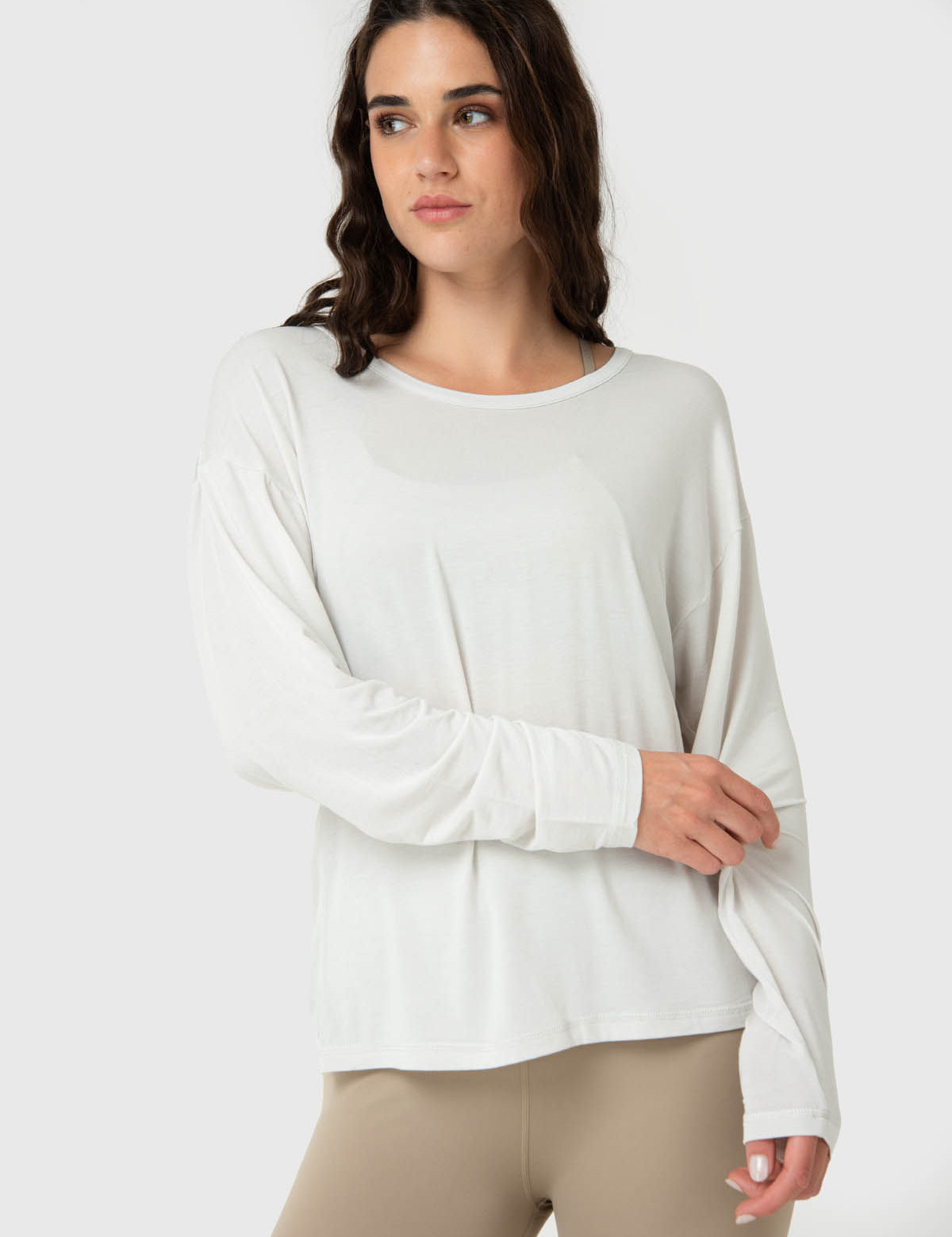 Polo Manga Larga Para Mujer Twist-Back Modal Blanco Bsoul