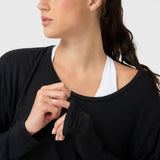 Polo Manga Larga Para Mujer Twist-Back Modal Negro Bsoul