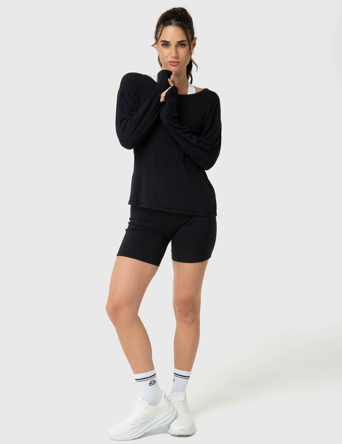 Polo Manga Larga Para Mujer Twist-Back Modal Negro Bsoul