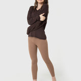 Polo Manga Larga Para Mujer Twist-Back Modal Marrón Bsoul