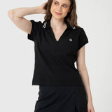 Polo Manga Corta Para Mujer Heritage Aloe Negro Bsoul