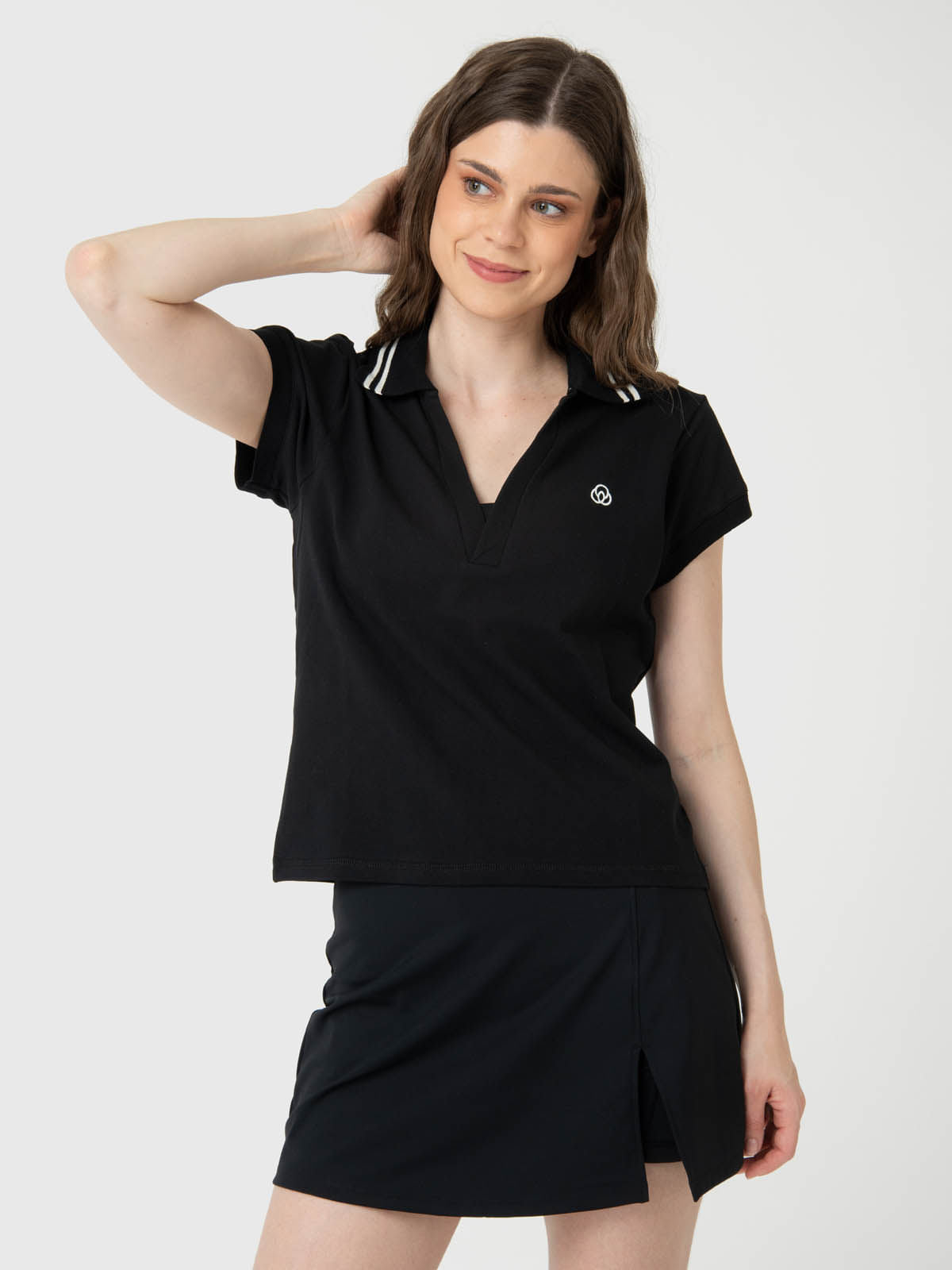 Polo Manga Corta Para Mujer Heritage Aloe Negro Bsoul