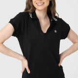 Polo Manga Corta Para Mujer Heritage Aloe Negro Bsoul