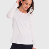 Polo Manga Larga Para Mujer First Layer Mesh Blanco Bsoul