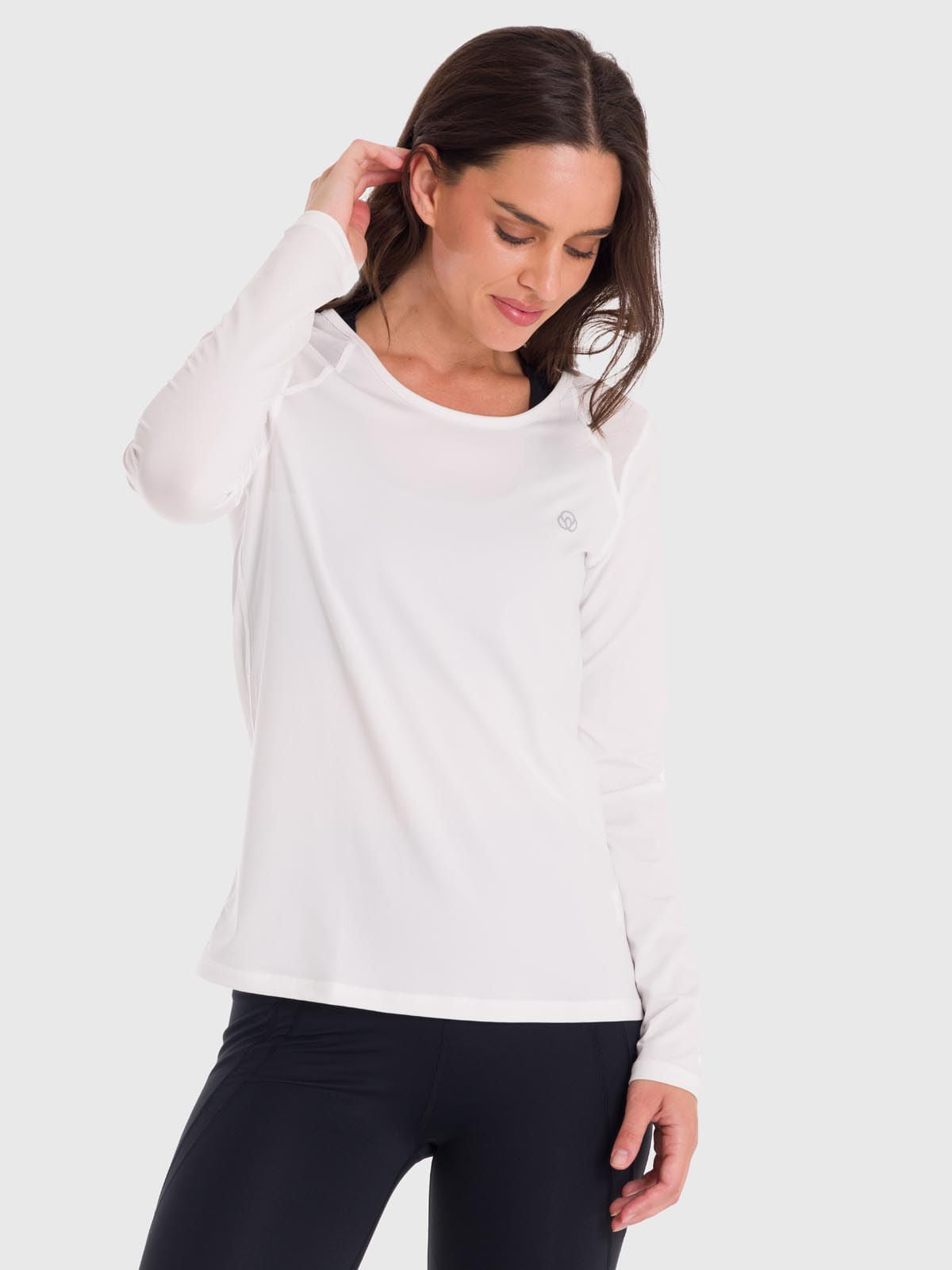 Polo Manga Larga Para Mujer First Layer Mesh Blanco Bsoul