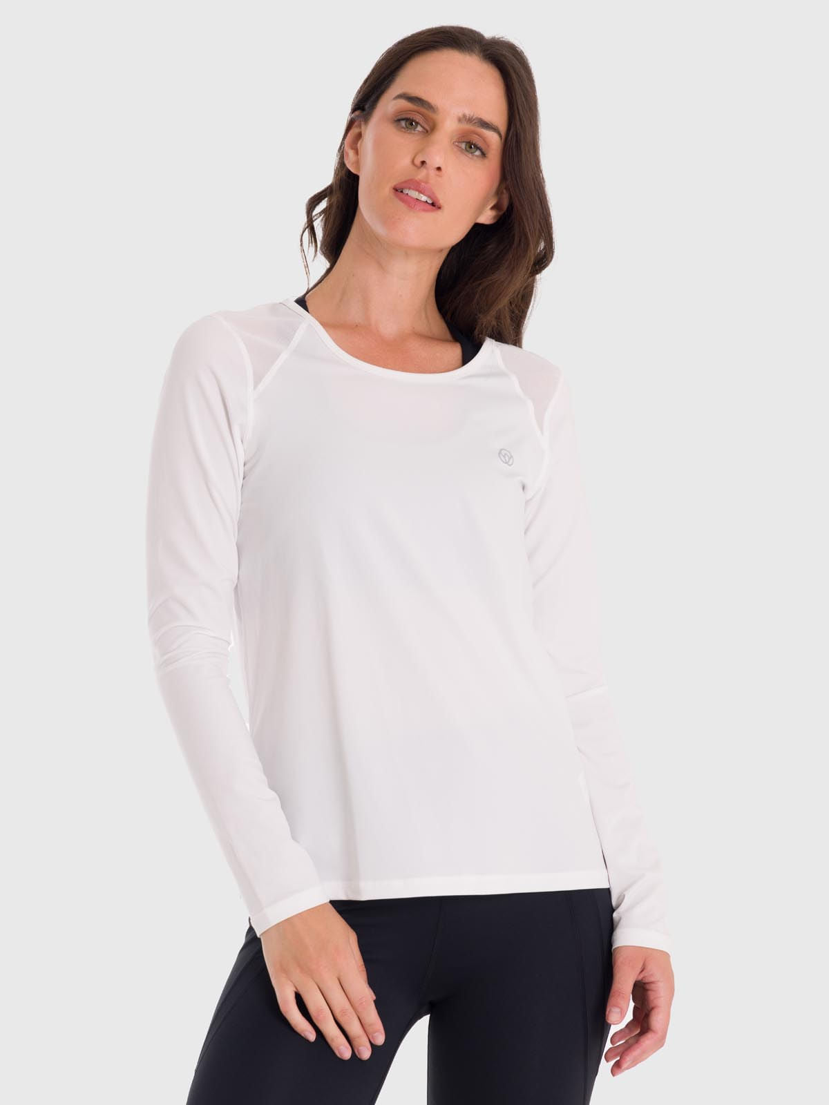 Polo Manga Larga Para Mujer First Layer Mesh Blanco Bsoul