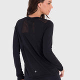 Polo Manga Larga Para Mujer First Layer Mesh Negro Bsoul