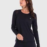 Polo Manga Larga Para Mujer First Layer Mesh Negro Bsoul