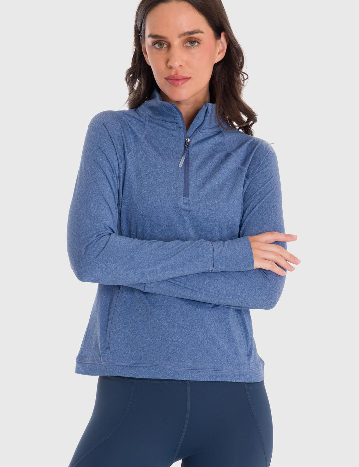 Polo Manga Larga Para Mujer Warmer Valeria Azul Bsoul