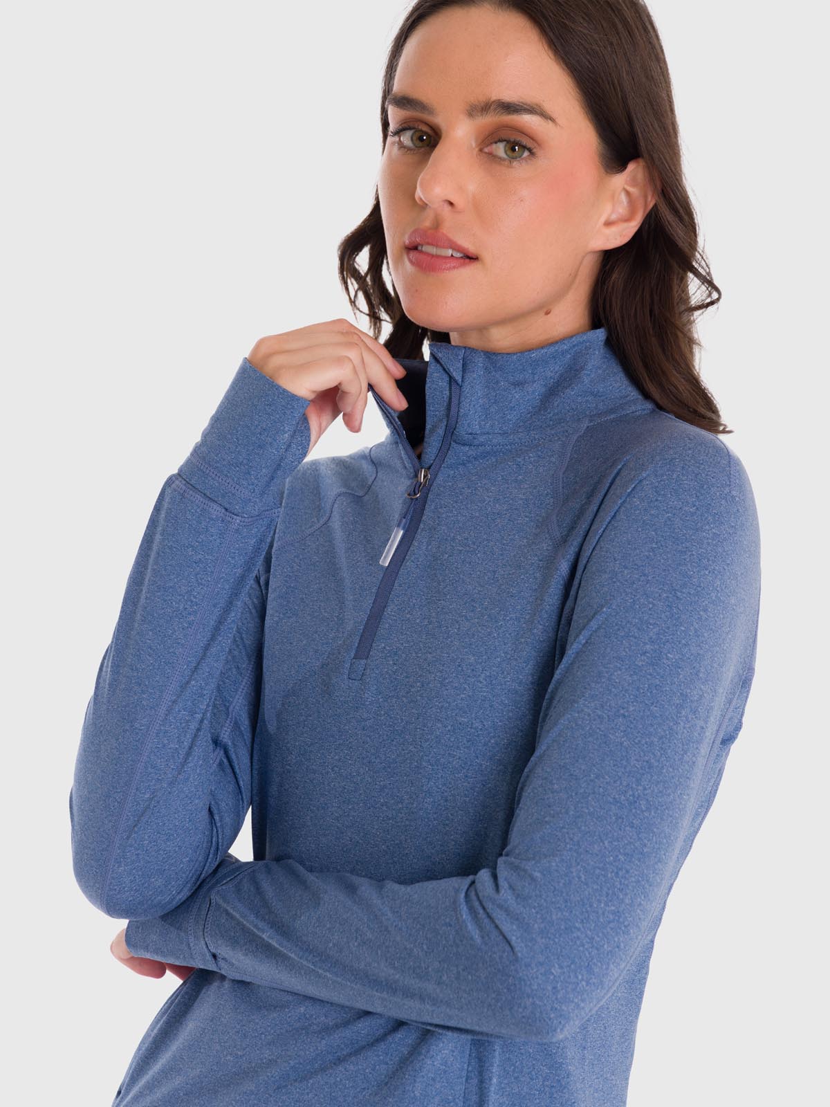 Polo Manga Larga Para Mujer Warmer Valeria Azul Bsoul