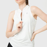 Polo Sin Manga Para Mujer Tank Half Zipper Blanco Bsoul