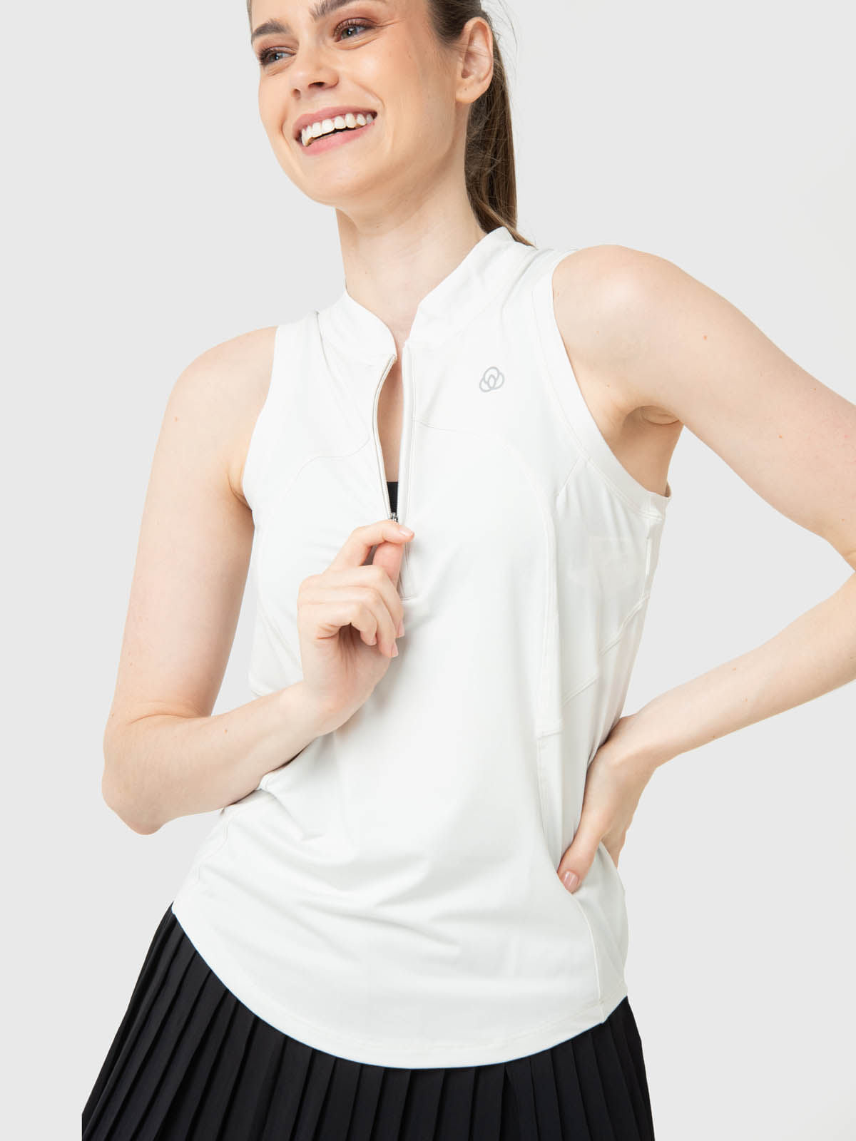 Polo Sin Manga Para Mujer Tank Half Zipper Blanco Bsoul