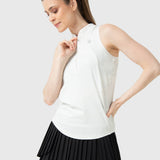 Polo Sin Manga Para Mujer Tank Half Zipper Blanco Bsoul