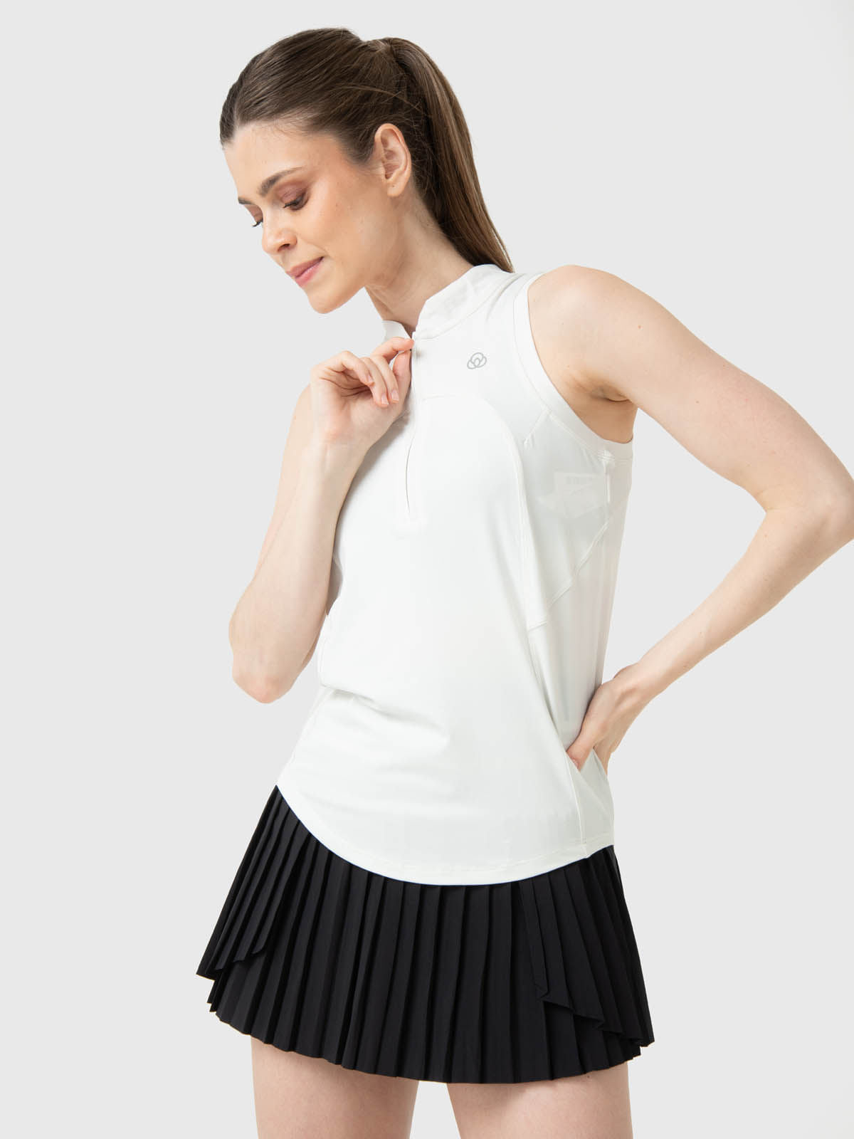 Polo Sin Manga Para Mujer Tank Half Zipper Blanco Bsoul