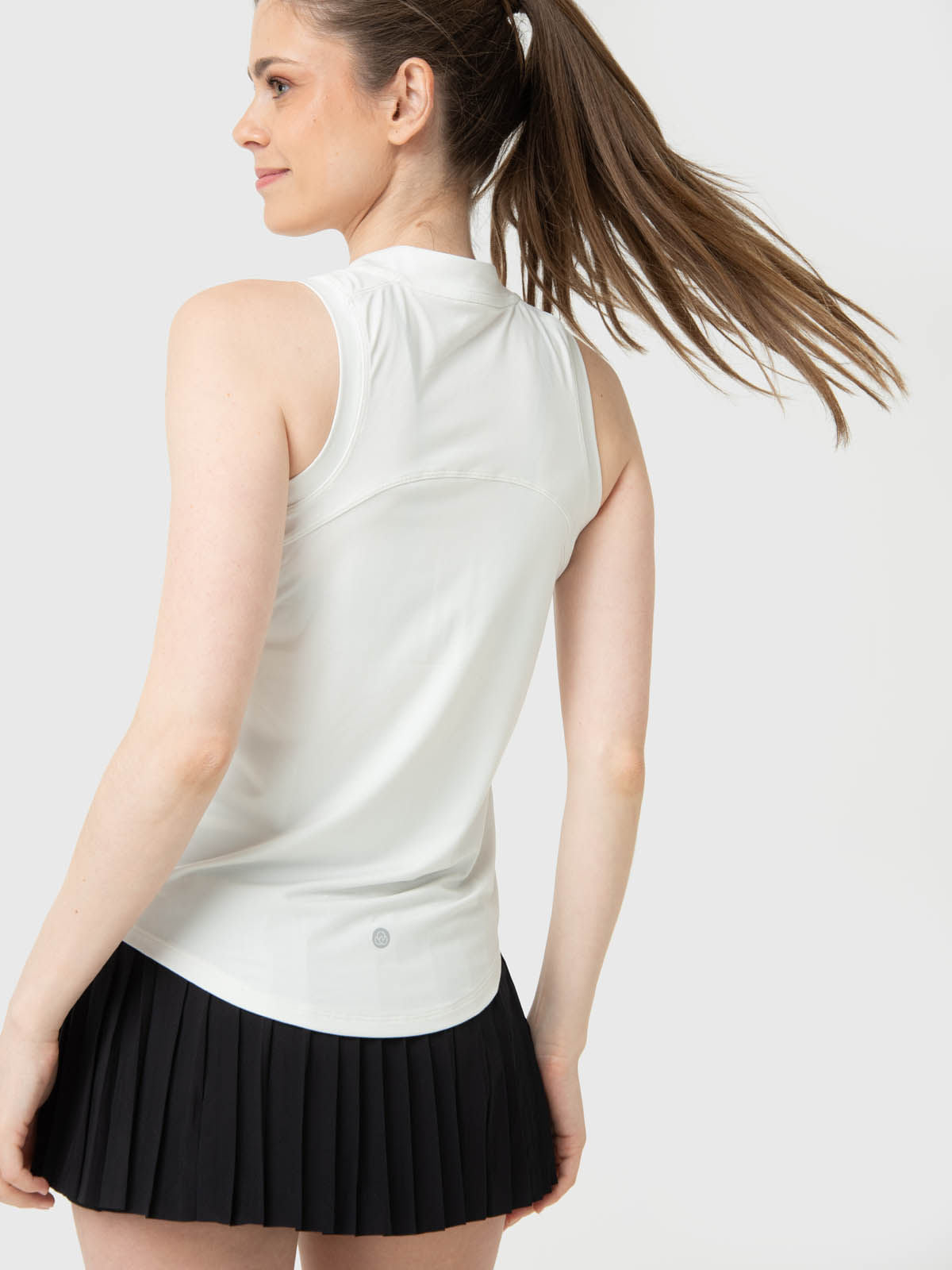 Polo Sin Manga Para Mujer Tank Half Zipper Blanco Bsoul