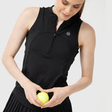 Polo Sin Manga Para Mujer Tank Half Zipper Negro Bsoul