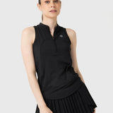 Polo Sin Manga Para Mujer Tank Half Zipper Negro Bsoul