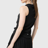 Polo Sin Manga Para Mujer Tank Half Zipper Negro Bsoul