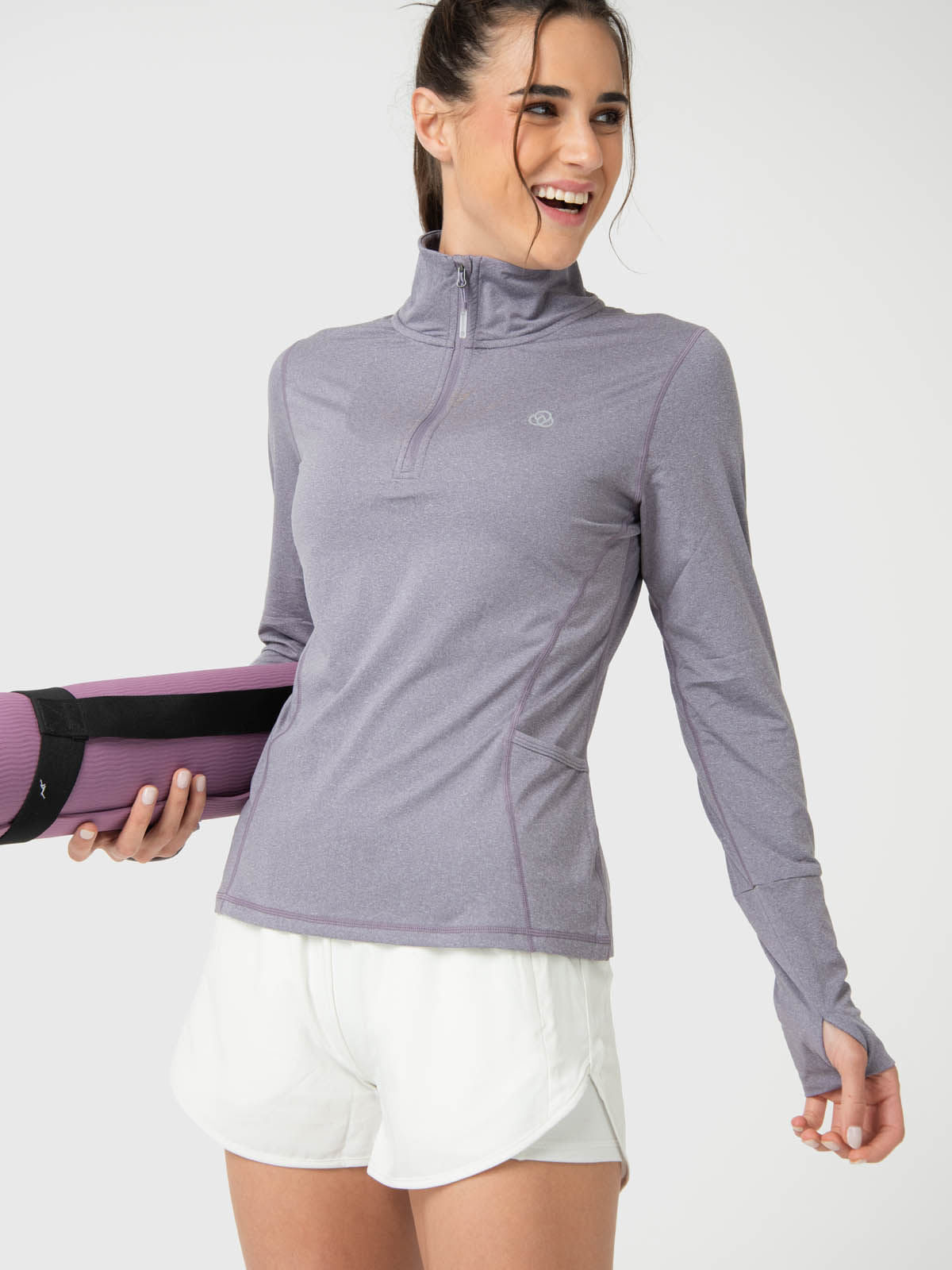 Polera Para Mujer Ls Half Zip Morado Bsoul