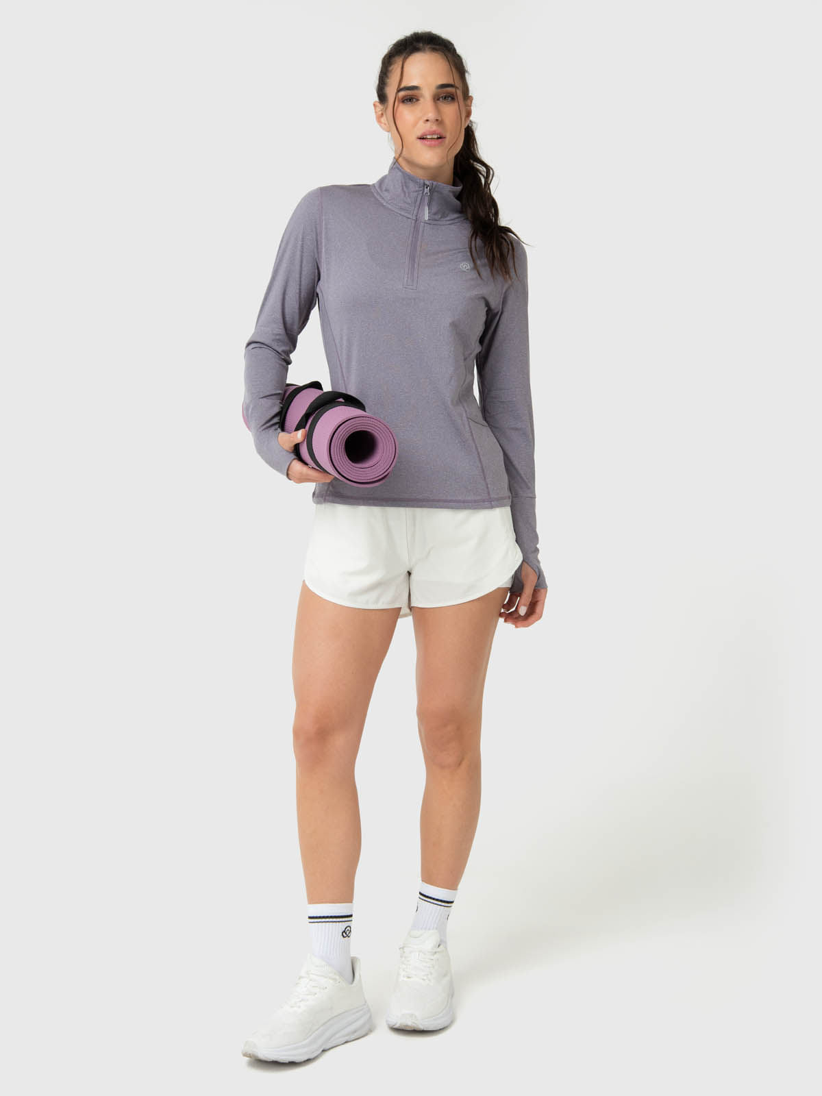 Polera Para Mujer Ls Half Zip Morado Bsoul