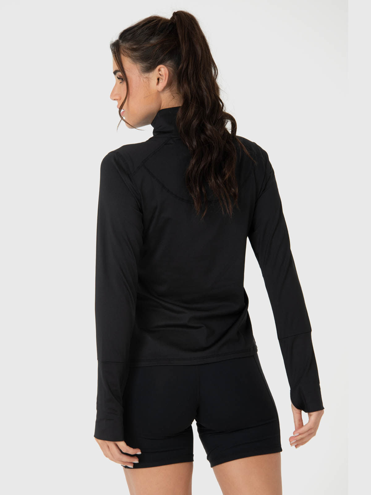 Polera Para Mujer Ls Half Zip Negro Bsoul