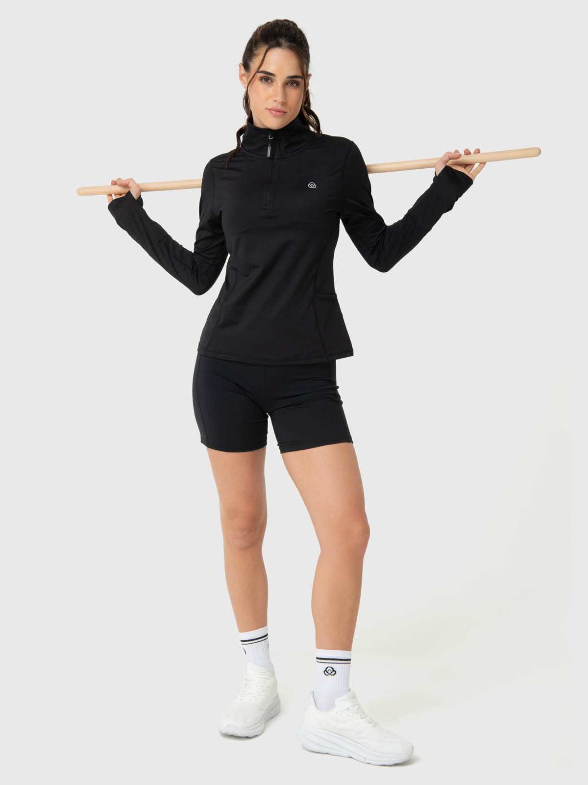 Polera Para Mujer Ls Half Zip Negro Bsoul