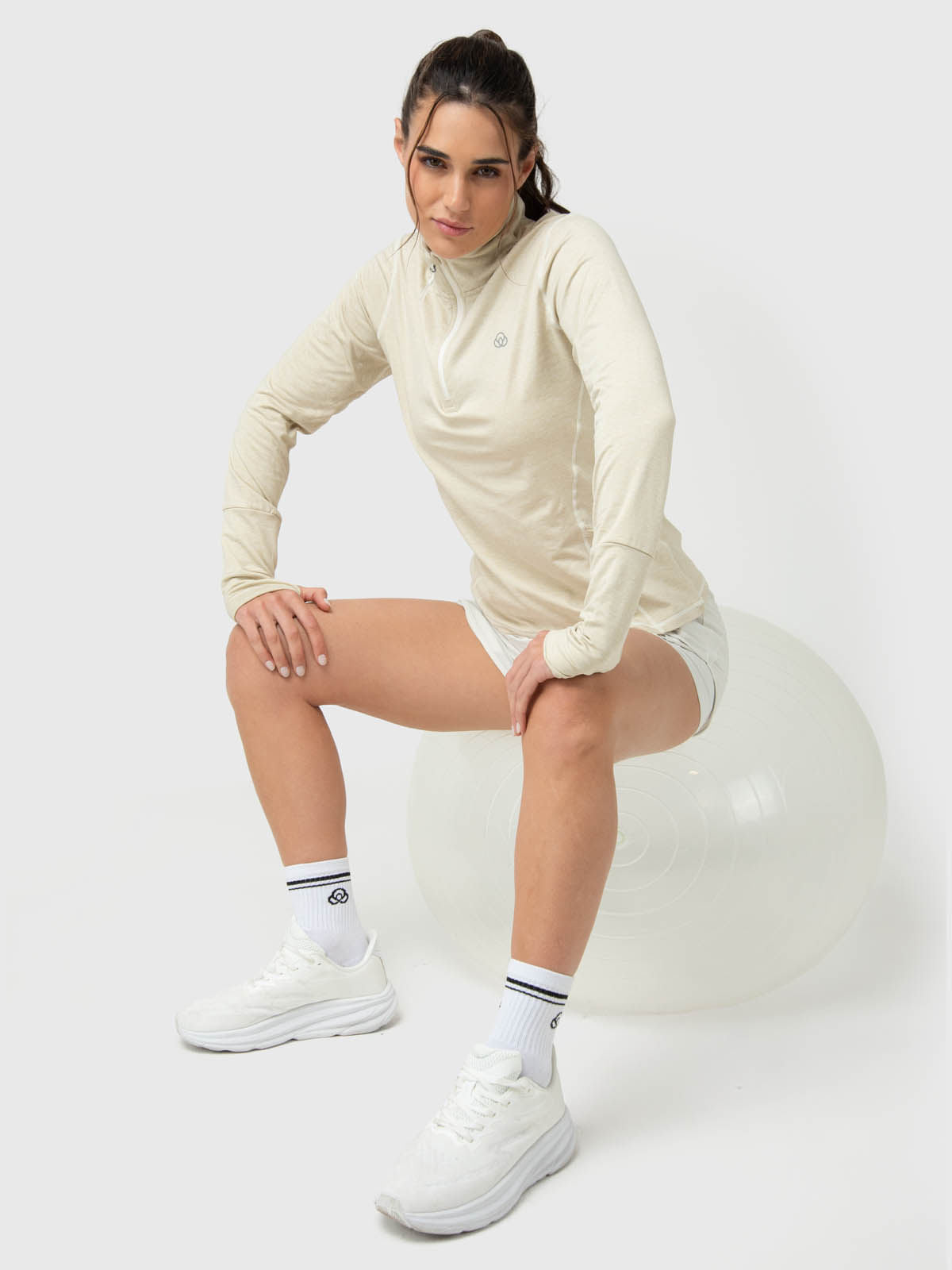 Polera Para Mujer Ls Half Zip Blanco Bsoul