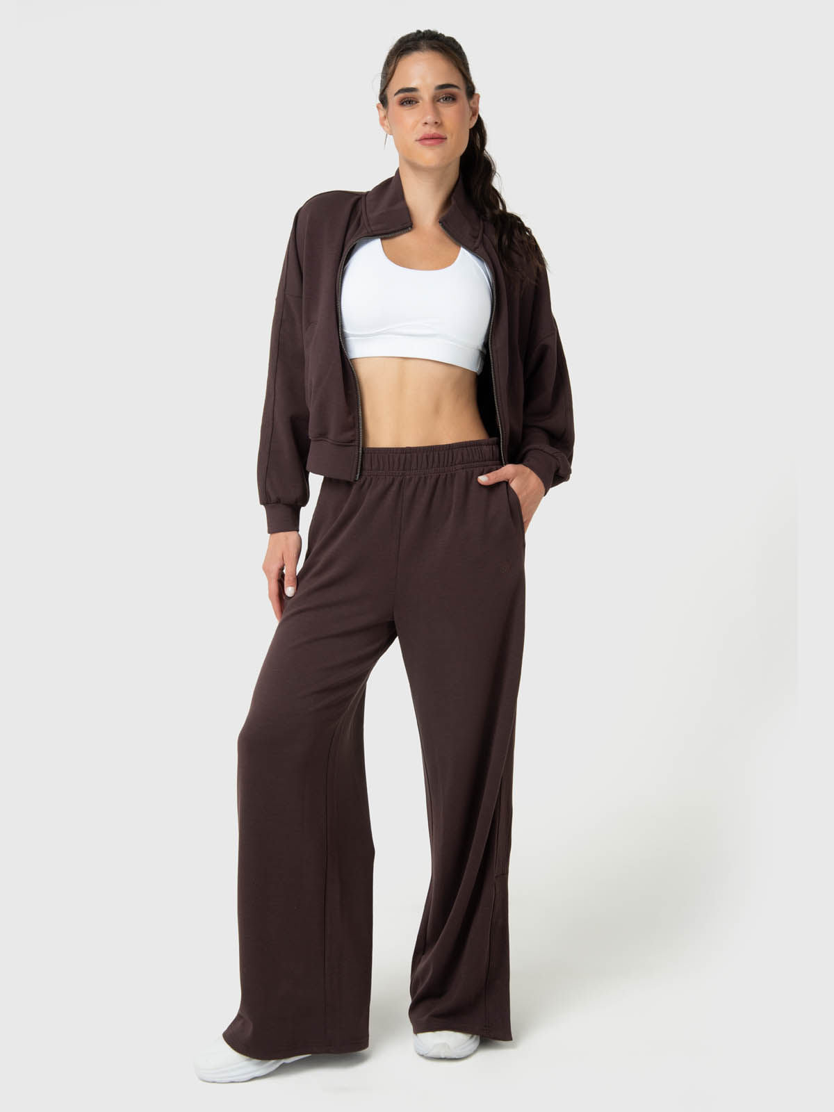 Polera Para Mujer Modal Full Zip Aloe Marrón Bsoul