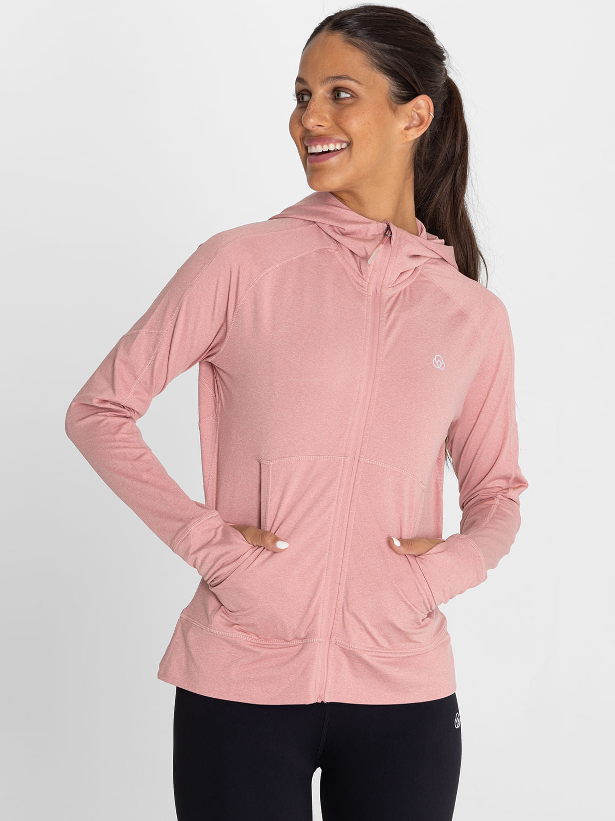 Hoodie Full Zipper Para Mujer  Warmer Rosado Bsoul
